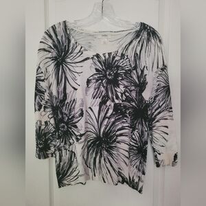 Neiman Marcus Pima Cotton Floral Sweater